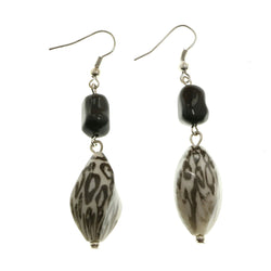 Mi Amore Black Spotted White Stone Dangle-Earrings Silver-Tone/White