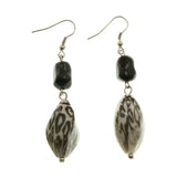 Mi Amore Black Spotted White Stone Dangle-Earrings Silver-Tone/White