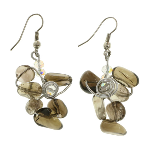 Mi Amore Dangle-Earrings Silver-Tone/Brown