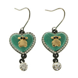 Mi Amore Heart Dangle-Earrings Silver-Tone/Green