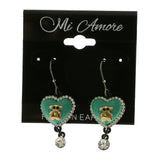 Mi Amore Heart Dangle-Earrings Silver-Tone/Green