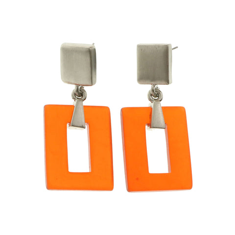 Mi Amore Dangle Post-Earrings Silver-Tone/Red