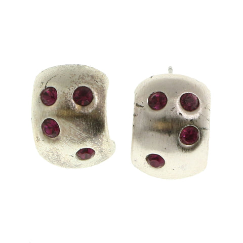 Mi Amore Crystal Accented Post-Earrings Silver-Tone