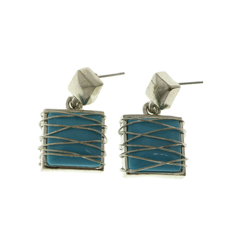 Mi Amore Dangle Post-Earrings Silver-Tone/Blue