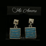 Mi Amore Dangle Post-Earrings Silver-Tone/Blue