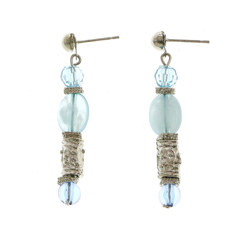 Mi Amore Dangle Post-Earrings Silver-Tone/Blue
