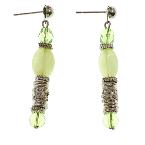 Mi Amore Dangle Post-Earrings Silver-Tone/Green