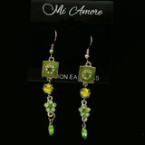 Mi Amore Crystal Accented Dangle-Earrings Silver-Tone/Green
