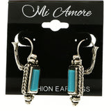 Mi Amore Crystal Accented Dangle-Earrings Silver-Tone/Blue
