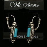 Mi Amore Crystal Accented Dangle-Earrings Silver-Tone/Blue