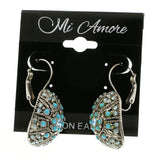 Mi Amore Crystal Accented Dangle-Earrings Silver-Tone/Blue