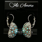 Mi Amore Crystal Accented Dangle-Earrings Silver-Tone/Blue