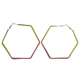 Yellow & Pink Colored Metal Hoop-Earrings
