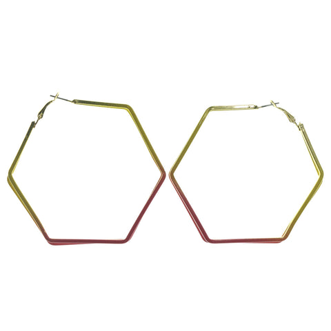 Yellow & Pink Colored Metal Hoop-Earrings
