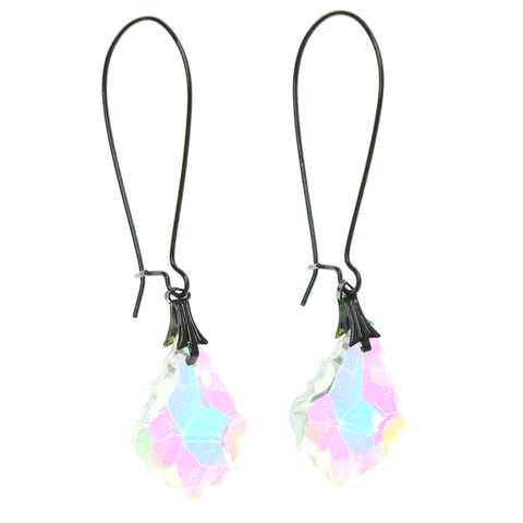 Silver-Tone Metal Dangle-Earrings With Clear Crystal Accents