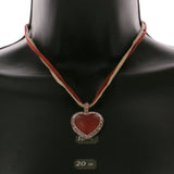 Mi Amore Heart Adjustable Pendant-Necklace Red & Pink