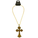 Mi Amore Cross Pendant-Necklace Gold-Tone/Yellow