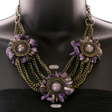 Mi Amore Adjustable Necklace-Earring-Set Purple/Bronze-Tone