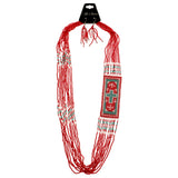 Mi Amore Cross Adjustable Necklace-Earring-Set Red & Blue