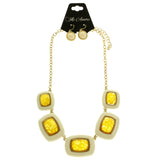 Mi Amore Adjustable Necklace-Earring-Set White/Gold-Tone