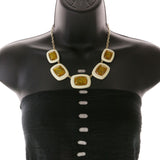 Mi Amore Adjustable Necklace-Earring-Set White/Gold-Tone