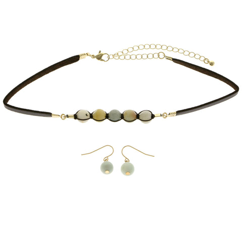 Mi Amore Adjustable Necklace-Earring-Set Multicolor/Gold-Tone