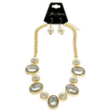 Mi Amore Adjustable Necklace-Earring-Set White/Gold-Tone