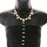 Mi Amore Adjustable Necklace-Earring-Set White/Gold-Tone