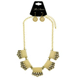 Mi Amore Adjustable Necklace-Earring-Set White/Gold-Tone