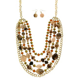 Mi Amore Adjustable Necklace-Earring-Set Multicolor/Gold-Tone