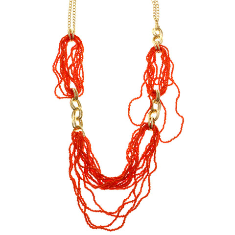 Mi Amore Statement-Necklace Orange/Gold-Tone
