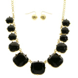 Mi Amore Adjustable Necklace-Earring-Set Black/Gold-Tone