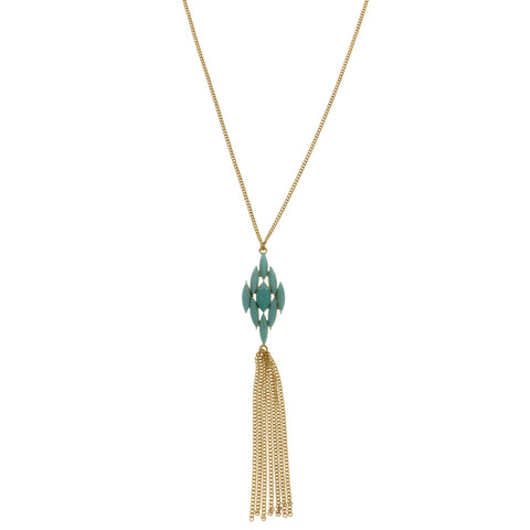 Mi Amore Adjustable Long-Necklace Blue/Gold-Tone