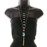 Mi Amore Adjustable Long-Necklace Blue/Gold-Tone