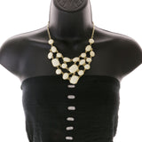 Mi Amore Adjustable Necklace-Earring-Set White/Gold-Tone