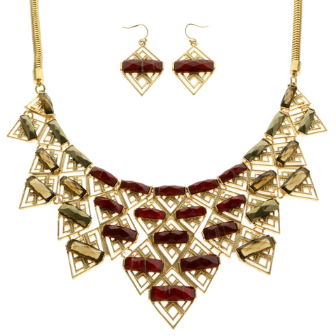 Mi Amore Adjustable Necklace-Earring-Set Multicolor/Gold-Tone