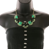 Mi Amore Adjustable Necklace-Earring-Set Green/Gold-Tone