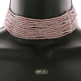 Mi Amore Adjustable Choker-Necklace Pink/Silver-Tone