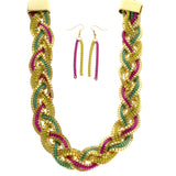 Mi Amore Adjustable Necklace-Earring-Set Multicolor/Gold-Tone