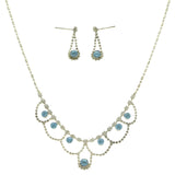 Mi Amore Adjustable Necklace-Earring-Set Silver-Tone/Blue