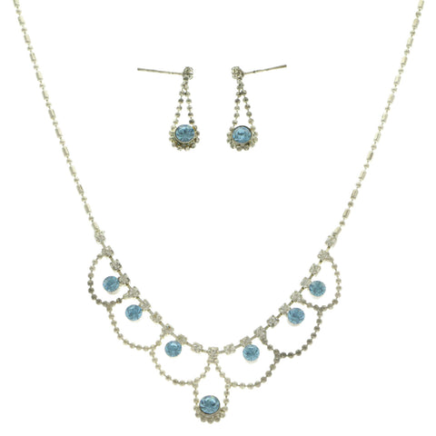 Mi Amore Adjustable Necklace-Earring-Set Silver-Tone/Blue