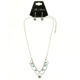 Mi Amore Adjustable Necklace-Earring-Set Silver-Tone/Blue