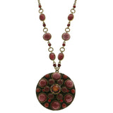 Mi Amore Adjustable Statement-Necklace Red/Bronze-Tone