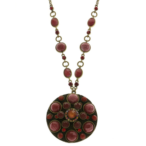 Mi Amore Adjustable Statement-Necklace Red/Bronze-Tone