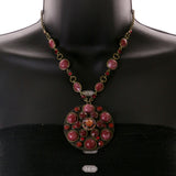 Mi Amore Adjustable Statement-Necklace Red/Bronze-Tone