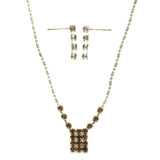 Mi Amore Adjustable Necklace-Earring-Set Silver-Tone/Orange