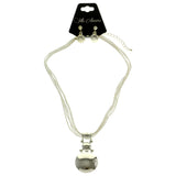Mi Amore Adjustable Necklace-Earring-Set Silver-Tone/White