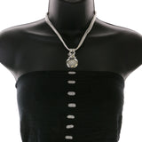 Mi Amore Adjustable Necklace-Earring-Set Silver-Tone/White