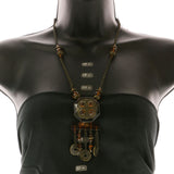 Mi Amore Chinese  Adjustable Statement-Necklace Brown & Copper-Tone