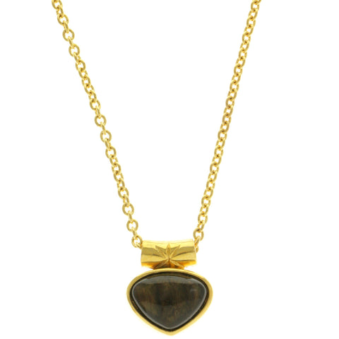 Mi Amore Heart Pendant-Necklace Gold-Tone/Brown